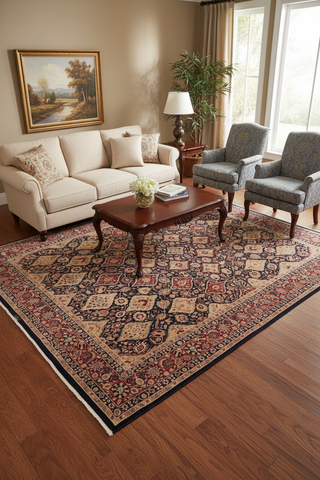 handmade Transitional Sultanabad Blue Blue Hand Knotted RECTANGLE 100% WOOL area rug 8x10