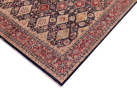 handmade Transitional Sultanabad Blue Blue Hand Knotted RECTANGLE 100% WOOL area rug 8x10
