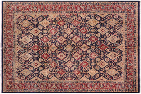 handmade Transitional Sultanabad Blue Blue Hand Knotted RECTANGLE 100% WOOL area rug 8x10