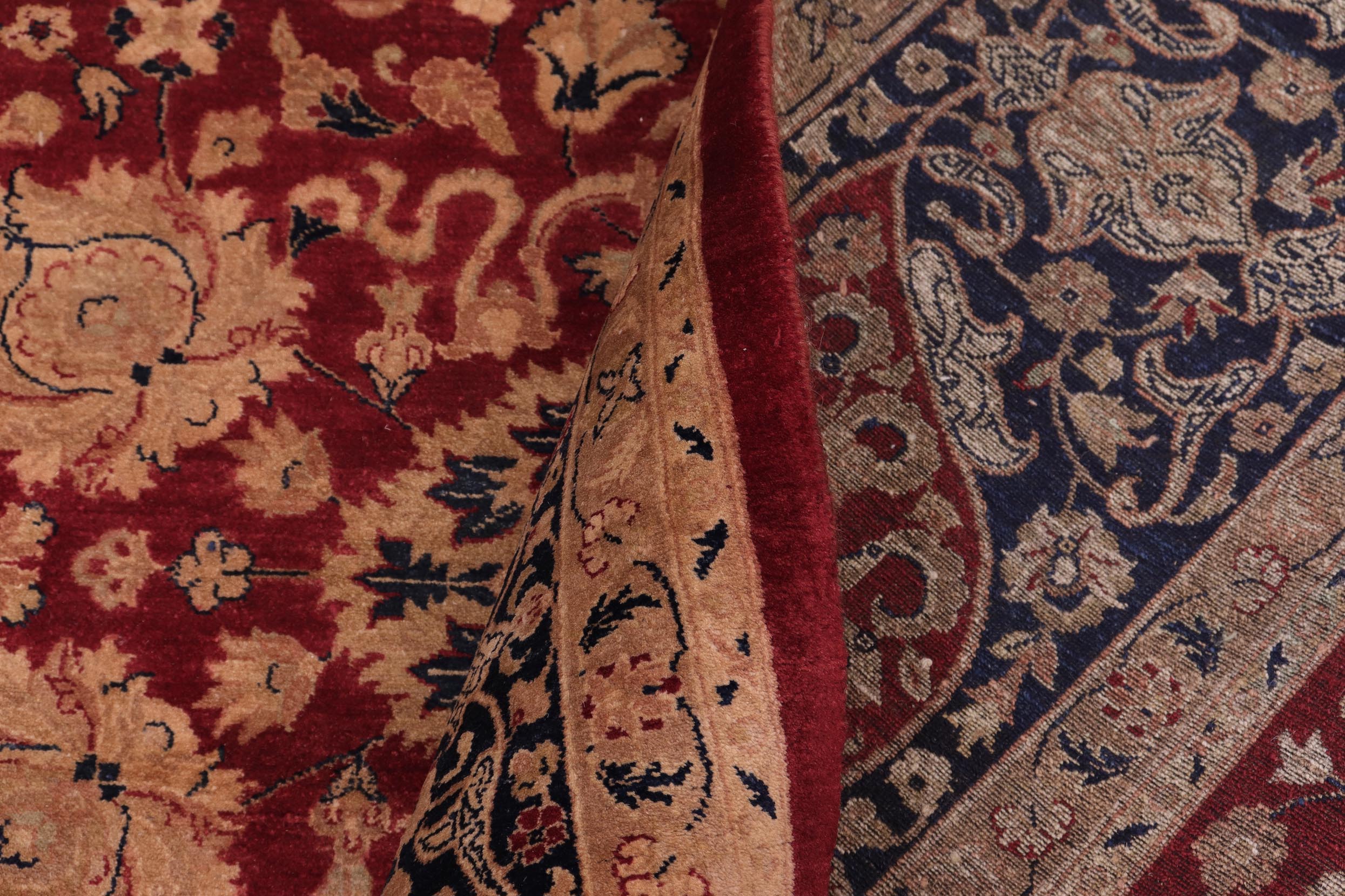 handmade Traditional Kashan Red Blue Hand Knotted RECTANGLE 100% WOOL area rug 8x10