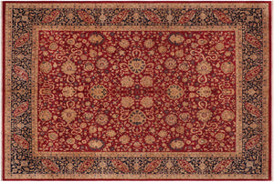 8x10 hand knotted Vegetable Dyed wool rug in red and blue - Kashan Maryanna