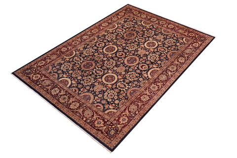 handmade Transitional Agra Tabriz Blue Red Hand Knotted RECTANGLE 100% WOOL area rug 8x10