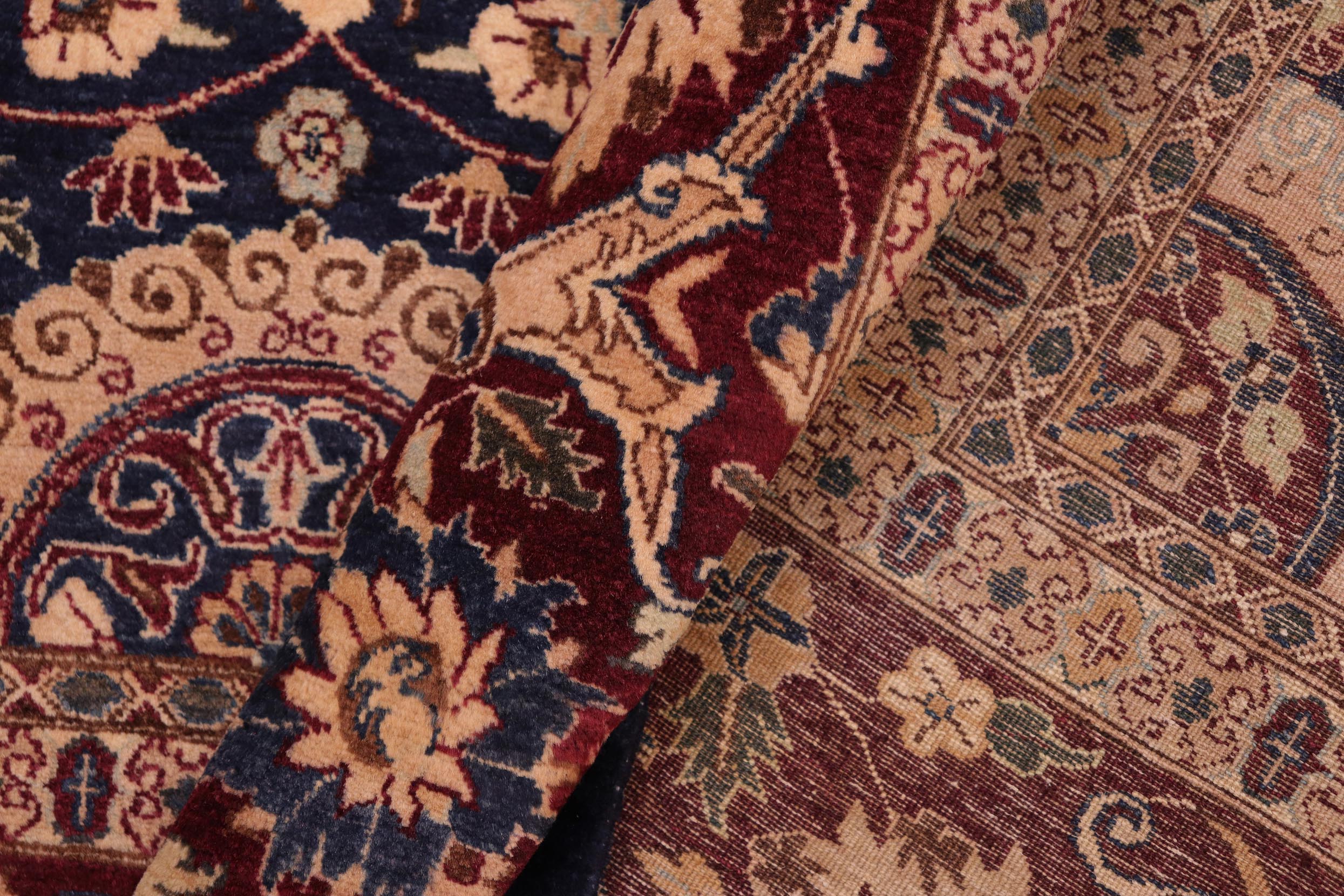 handmade Transitional Agra Tabriz Blue Red Hand Knotted RECTANGLE 100% WOOL area rug 8x10