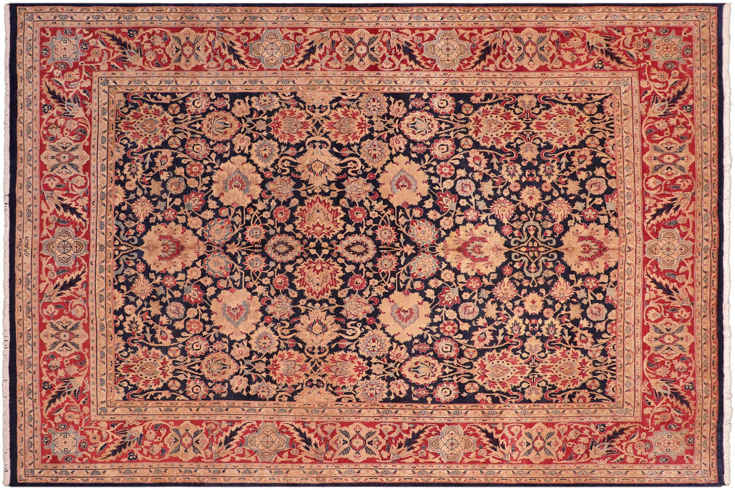 handmade Transitional Anmol Agra Blue Red Hand Knotted RECTANGLE 100% WOOL area rug 8x10