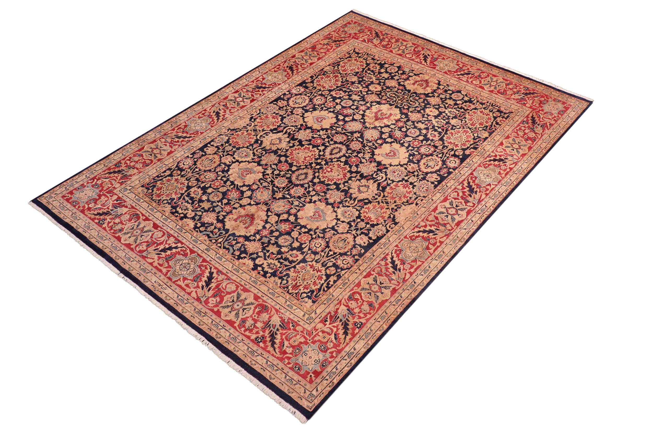 handmade Transitional Anmol Agra Blue Red Hand Knotted RECTANGLE 100% WOOL area rug 8x10