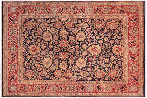handmade Transitional Anmol Agra Blue Red Hand Knotted RECTANGLE 100% WOOL area rug 8x10