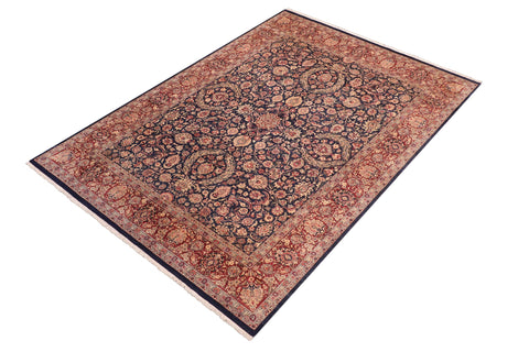 handmade Traditional Dabir Blue Aubergine Hand Knotted RECTANGLE 100% WOOL area rug 8x10