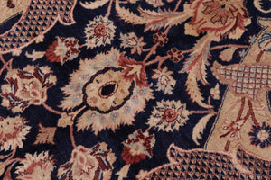 handmade Traditional Agra Blue Beige Hand Knotted RECTANGLE 100% WOOL area rug 8x11