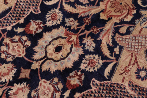 handmade Traditional Agra Blue Beige Hand Knotted RECTANGLE 100% WOOL area rug 8x11
