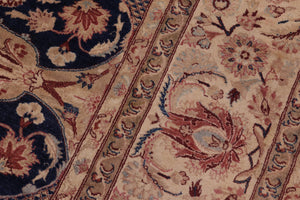 handmade Traditional Agra Blue Beige Hand Knotted RECTANGLE 100% WOOL area rug 8x11