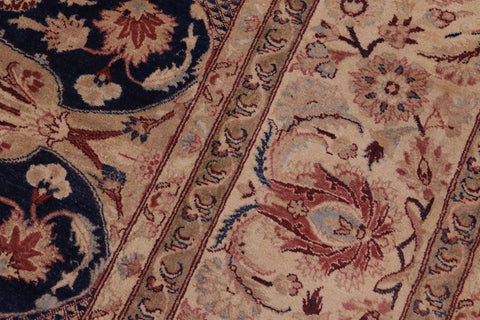 handmade Traditional Agra Blue Beige Hand Knotted RECTANGLE 100% WOOL area rug 8x11