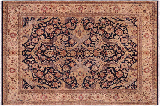 handmade Traditional Agra Blue Beige Hand Knotted RECTANGLE 100% WOOL area rug 8 x 11