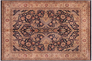 8x10 hand knotted Vegetable Dyed wool rug in blue and beige - Agra Letisha