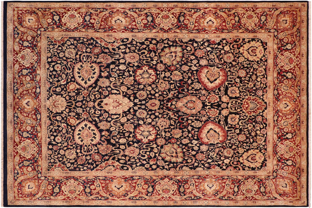 8x11 hand knotted Vegetable Dyed wool rug in blue and red - Anmol Agra David