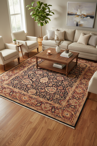 handmade Transitional Anmol Agra Blue Red Hand Knotted RECTANGLE 100% WOOL area rug 8x11