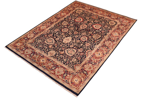 handmade Transitional Anmol Agra Blue Red Hand Knotted RECTANGLE 100% WOOL area rug 8x11