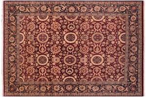 8x10 hand knotted Vegetable Dyed wool rug in red and blue - Agra Tabriz Latarsha