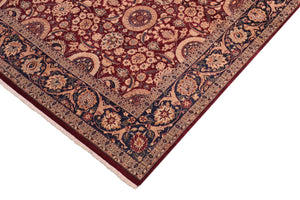handmade Transitional Agra Tabriz Red Blue Hand Knotted RECTANGLE 100% WOOL area rug 8x10