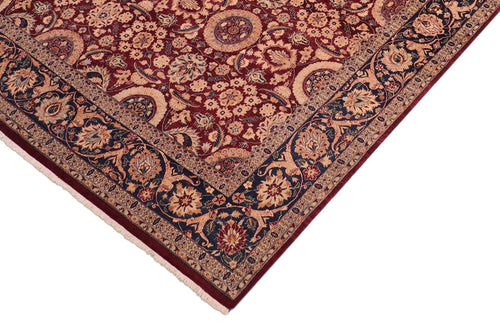 handmade Transitional Agra Tabriz Red Blue Hand Knotted RECTANGLE 100% WOOL area rug 8x10