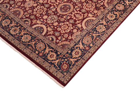 handmade Transitional Agra Tabriz Red Blue Hand Knotted RECTANGLE 100% WOOL area rug 8x10