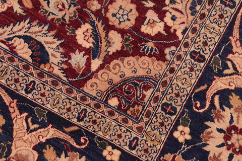 handmade Transitional Agra Tabriz Red Blue Hand Knotted RECTANGLE 100% WOOL area rug 8 x 10