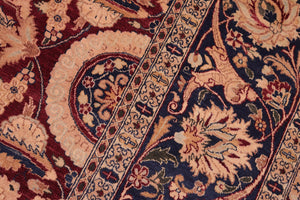 handmade Transitional Agra Tabriz Red Blue Hand Knotted RECTANGLE 100% WOOL area rug 8x10