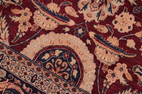 handmade Transitional Agra Tabriz Red Blue Hand Knotted RECTANGLE 100% WOOL area rug 8x10