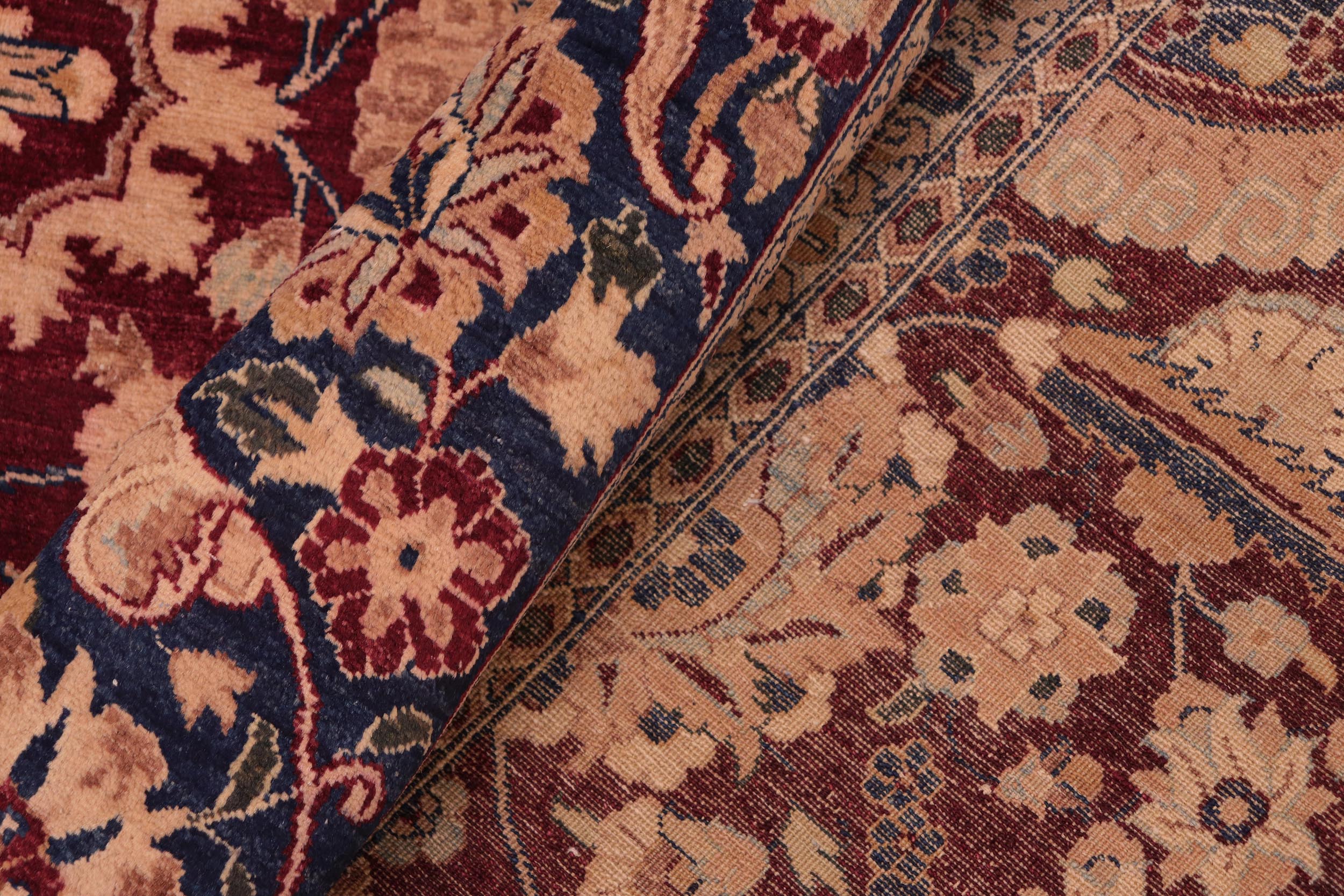 handmade Transitional Agra Tabriz Red Blue Hand Knotted RECTANGLE 100% WOOL area rug 8 x 10