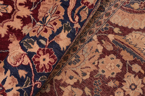 handmade Transitional Agra Tabriz Red Blue Hand Knotted RECTANGLE 100% WOOL area rug 8x10