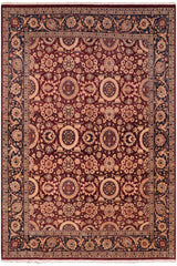 Traditional Agra Tabriz Latarsha Red Blue Hand Knotted Area rugs 8 x 10
