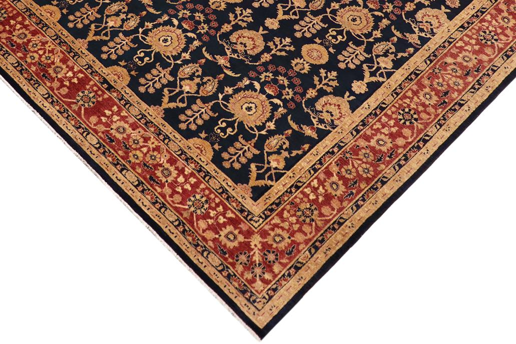 handmade Transitional Kafkaz Blue Rust Hand Knotted RECTANGLE 100% WOOL area rug 9 x 12