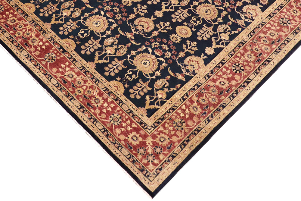 handmade Transitional Kafkaz Blue Rust Hand Knotted RECTANGLE 100% WOOL area rug 9' x 12'