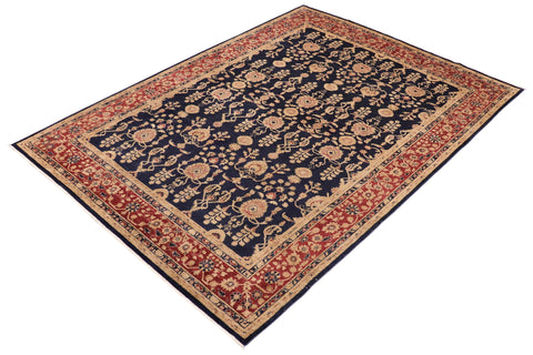 handmade Transitional Kafkaz Blue Red Hand Knotted RECTANGLE 100% WOOL area rug 9' x 12'