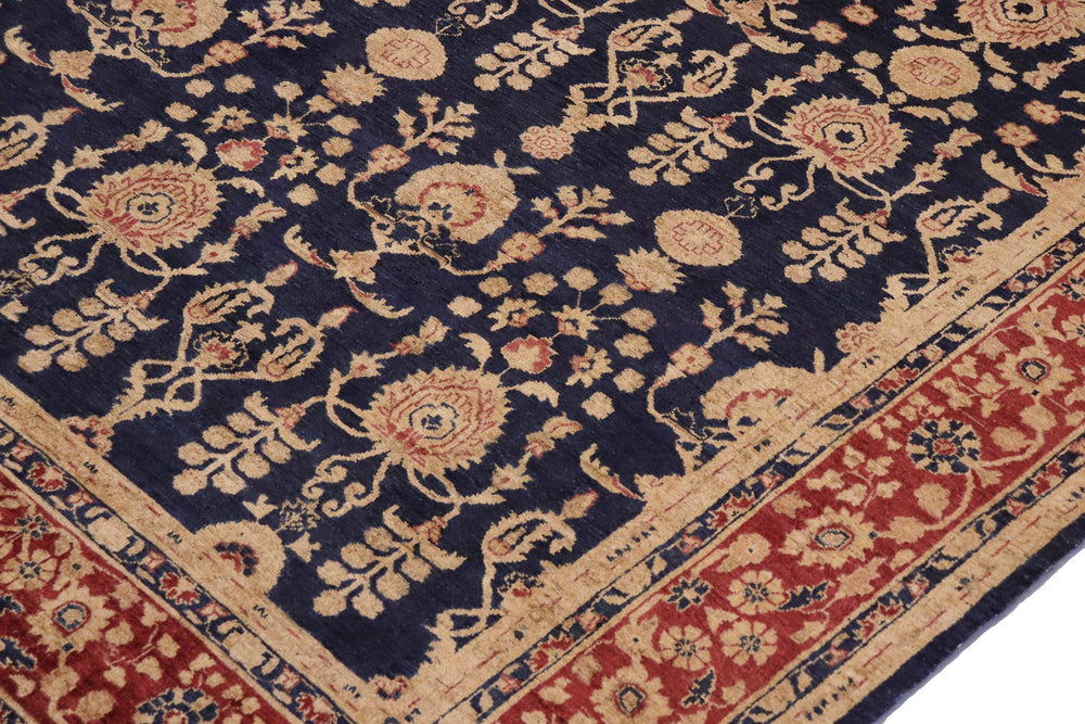 handmade Transitional Kafkaz Blue Red Hand Knotted RECTANGLE 100% WOOL area rug 9' x 12'