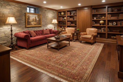 handmade Transitional Mujahid Lt. Green Red Hand Knotted RECTANGLE 100% WOOL area rug 9x12