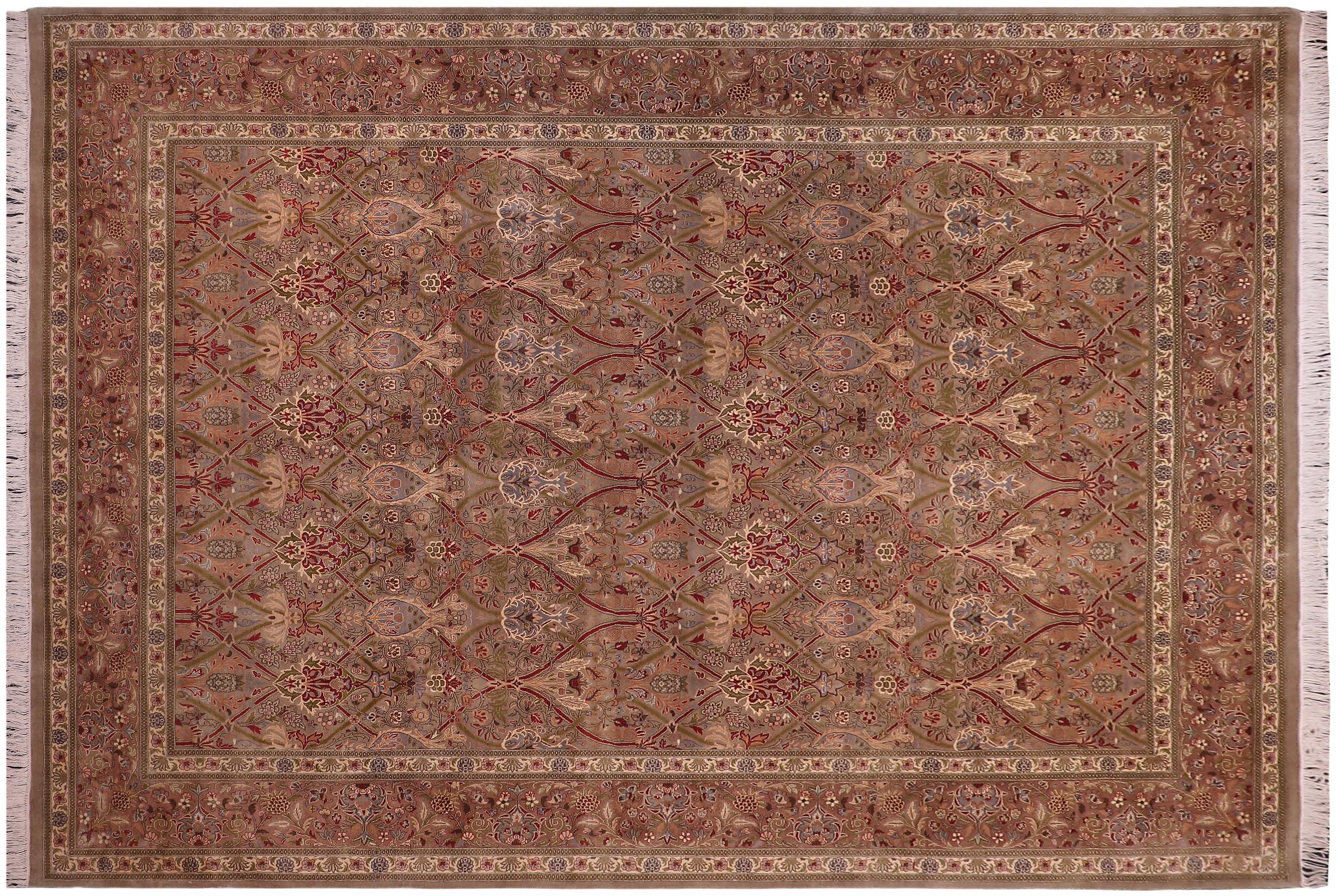 handmade Transitional Mujahid Lt. Green Red Hand Knotted RECTANGLE 100% WOOL area rug 9x12