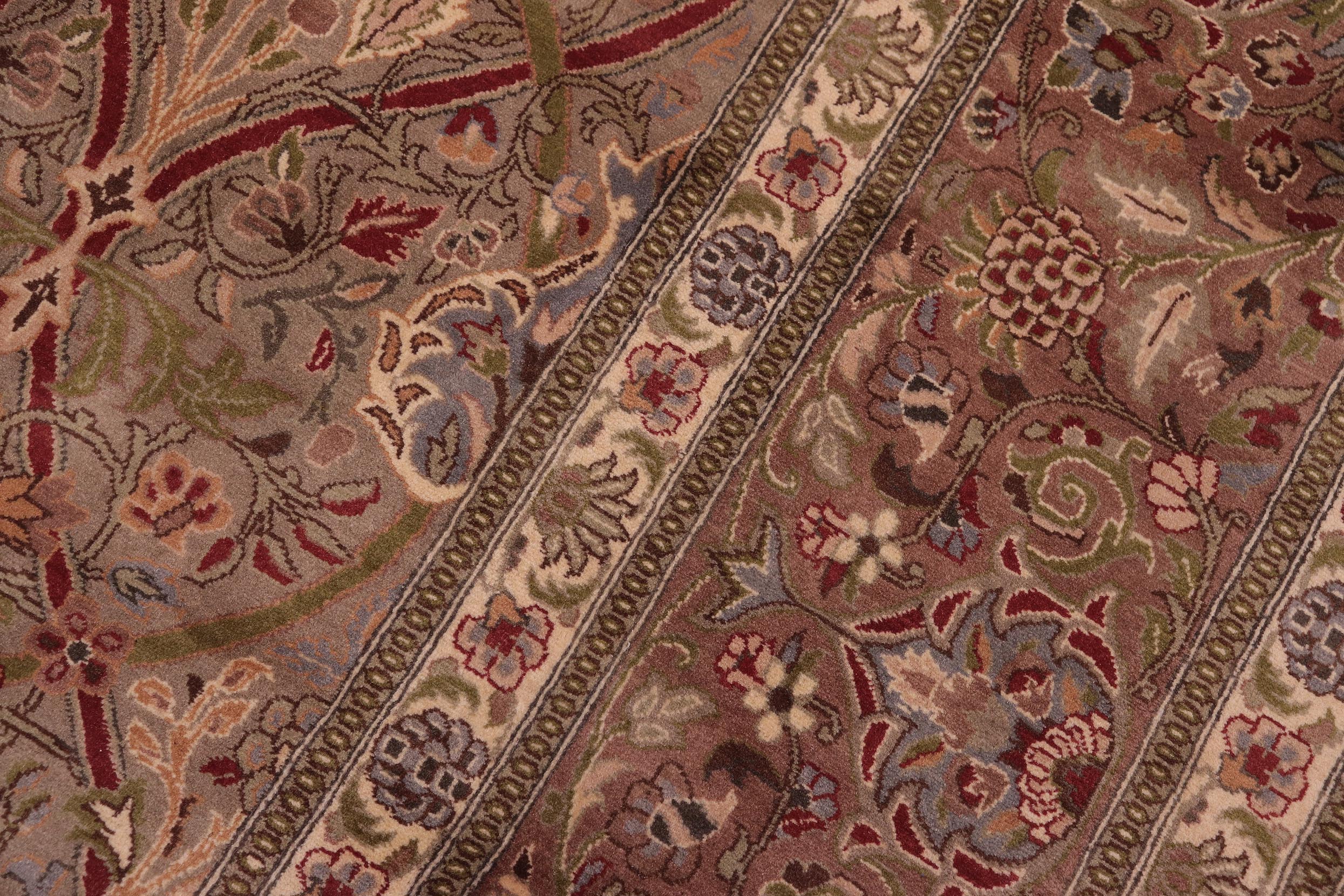 handmade Transitional Mujahid Lt. Green Red Hand Knotted RECTANGLE 100% WOOL area rug 9x12