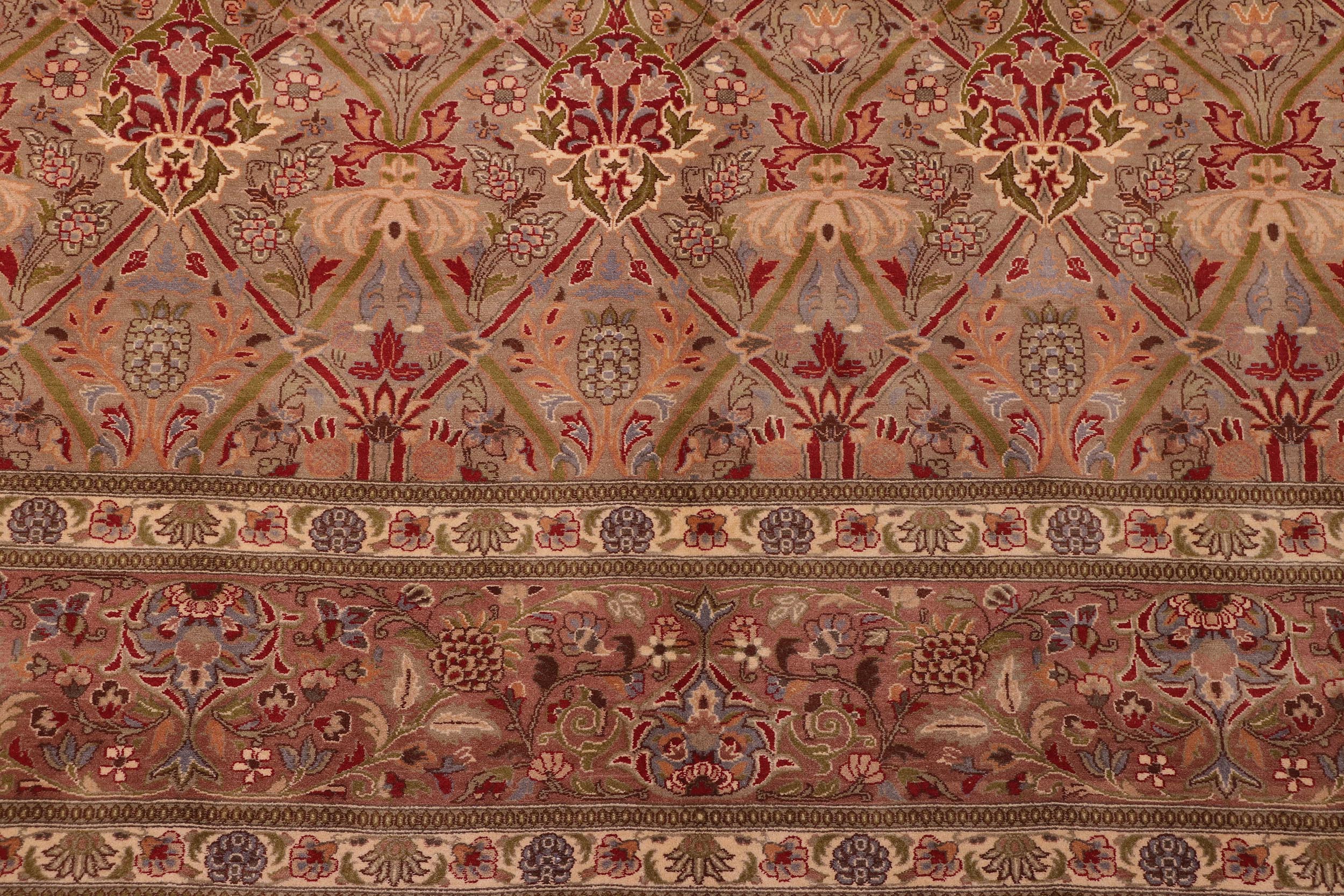 handmade Transitional Mujahid Lt. Green Red Hand Knotted RECTANGLE 100% WOOL area rug 9x12