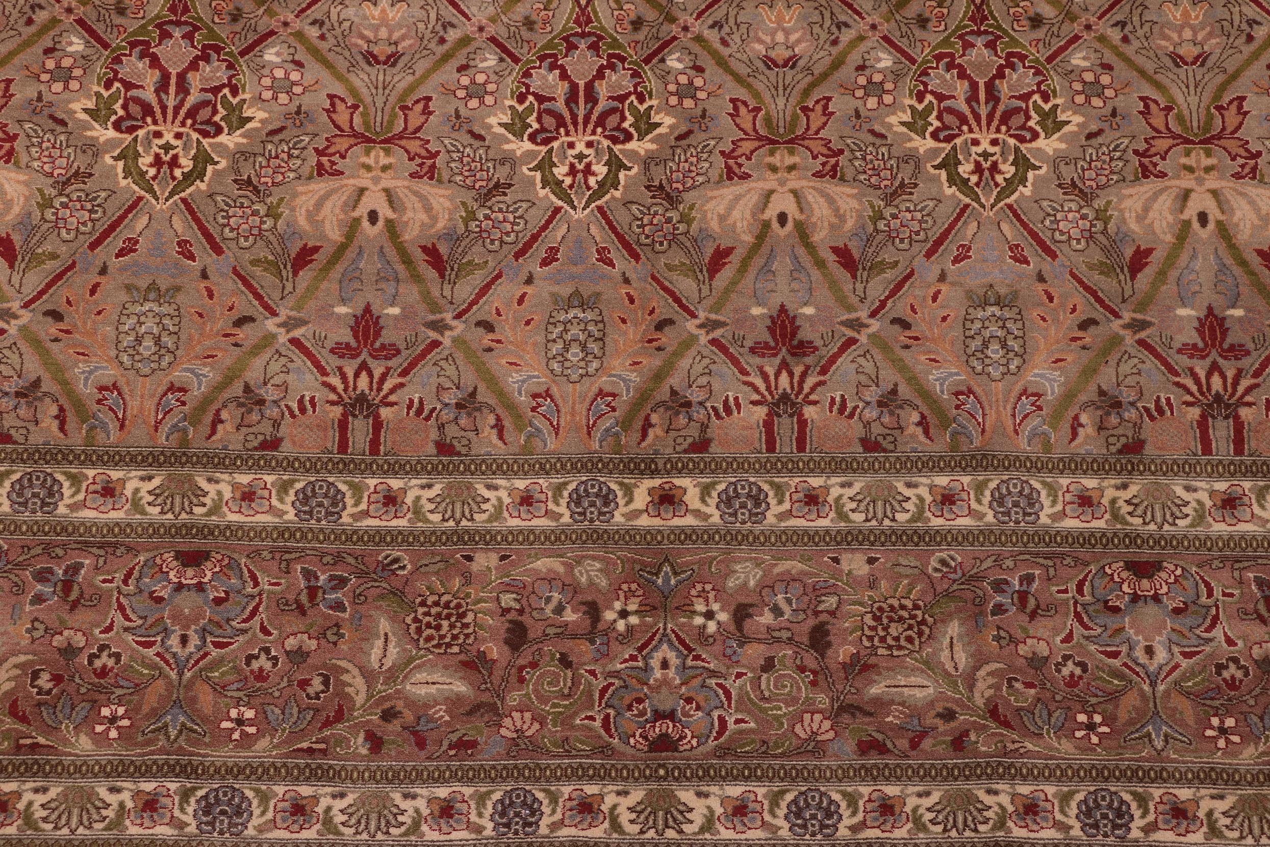 handmade Transitional Mujahid Lt. Green Red Hand Knotted RECTANGLE 100% WOOL area rug 9x12