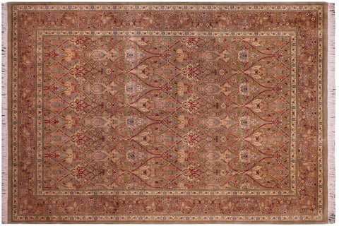 handmade Transitional Mujahid Lt. Green Red Hand Knotted RECTANGLE 100% WOOL area rug 9x12