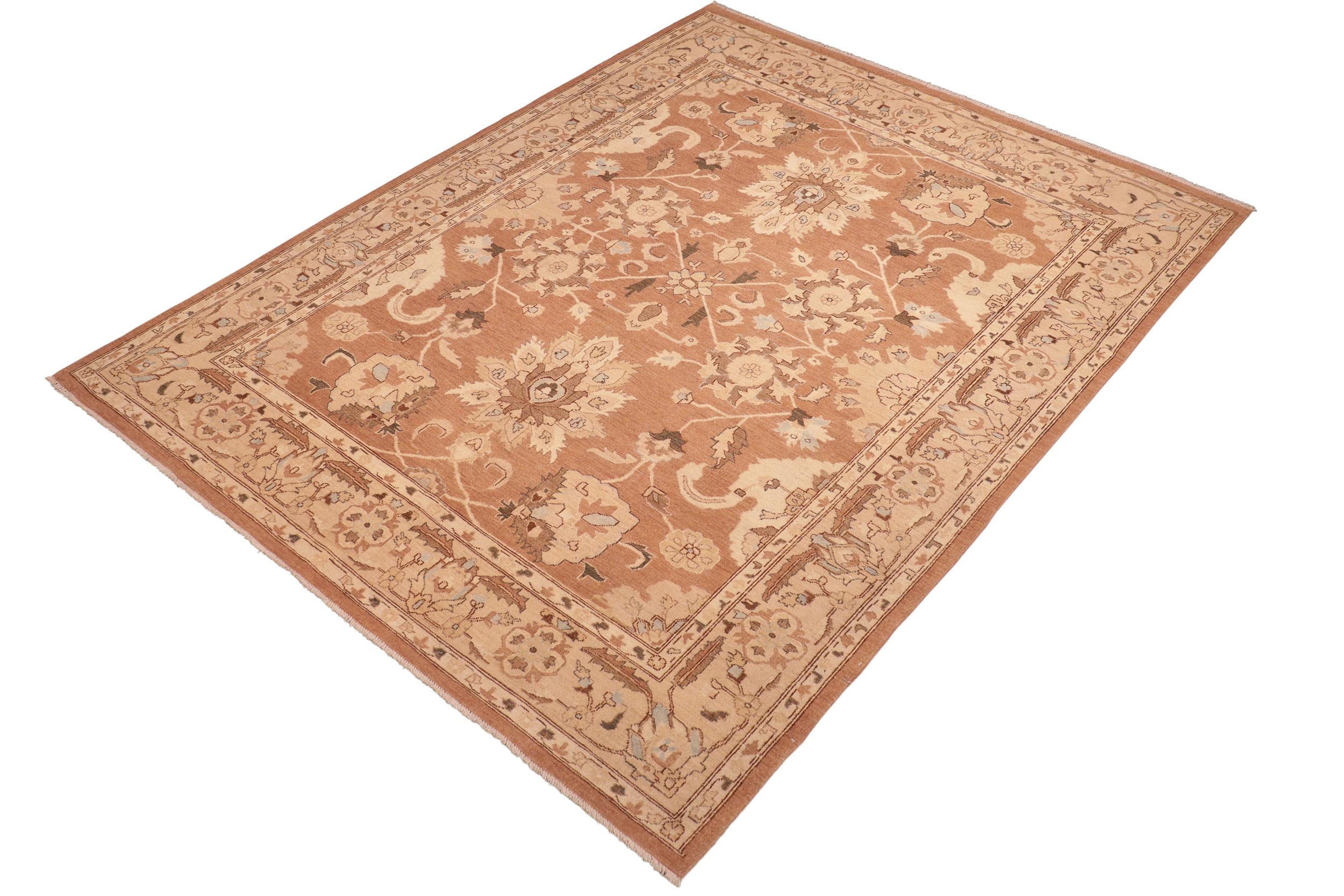 handmade Traditional Kafkaz Brown Tan Hand Knotted RECTANGLE 100% WOOL area rug 8x10