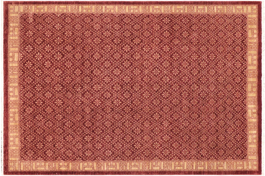 handmade Transitional Kafkaz Red Lt. Gold Hand Knotted RECTANGLE 100% WOOL area rug 9' x 12'