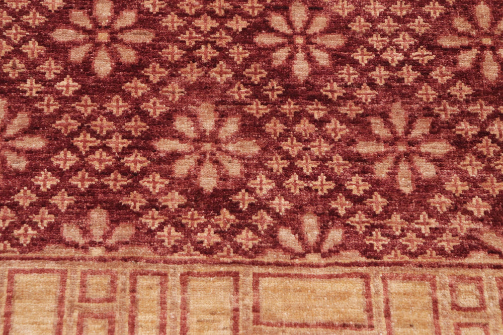 handmade Transitional Kafkaz Red Lt. Gold Hand Knotted RECTANGLE 100% WOOL area rug 9' x 12'