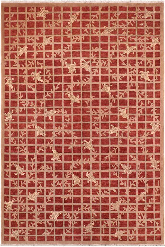 handmade Transitional Kafkaz Red Lt. Tan Hand Knotted RECTANGLE 100% WOOL area rug 8 x 10