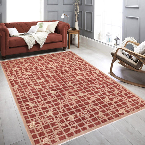 handmade Modern Kafkaz Red Lt. Tan Hand Knotted RECTANGLE 100% WOOL area rug 8' x 10'