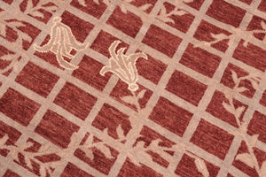 handmade Modern Kafkaz Red Lt. Tan Hand Knotted RECTANGLE 100% WOOL area rug 8' x 10'