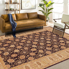 handmade Transitional Kafkaz Purple Lt. Tan Hand Knotted RECTANGLE 100% WOOL area rug 9' x 12'