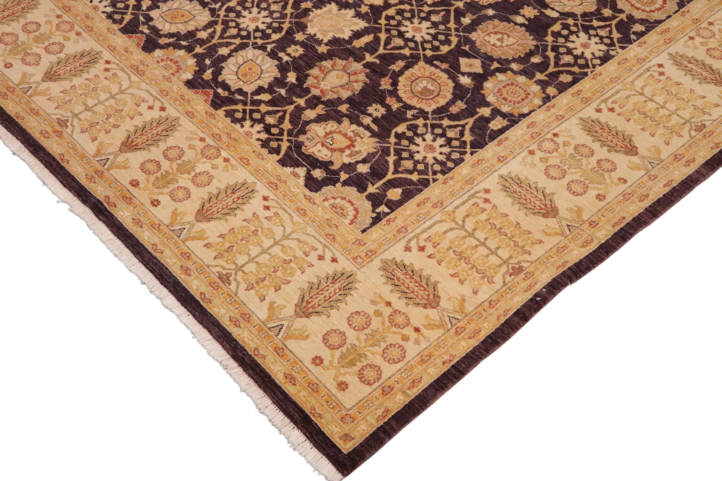 handmade Transitional Kafkaz Purple Lt. Tan Hand Knotted RECTANGLE 100% WOOL area rug 9' x 12'