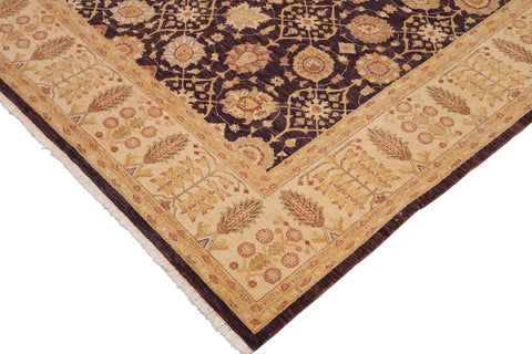 handmade Transitional Kafkaz Purple Lt. Tan Hand Knotted RECTANGLE 100% WOOL area rug 9' x 12'