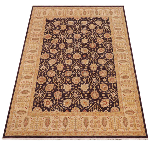 handmade Transitional Kafkaz Purple Lt. Tan Hand Knotted RECTANGLE 100% WOOL area rug 9' x 12'
